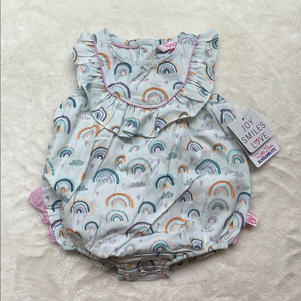 Pastel Rainbow Ruffle Romper by Ruffle Butts
